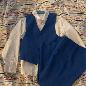Blue Vest and Pants Set with White Shirt